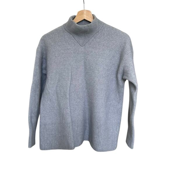 Everlane Mock Neck Wool Yak Blend Sky Blue Sweater Women's sz Small Preppy Cozy - Picture 1 of 12